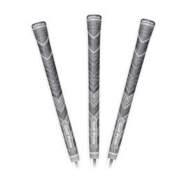 Golf Pride MCC Plus4 Golf Club Grip - All-Weather Hybrid Grip with Larger Lower Hand - Brushed Cotton Cord & Pebbled Texture - Midsize - Grey - 3 Pack