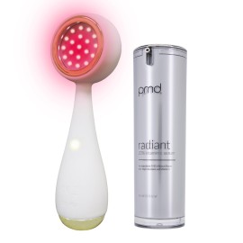 PMD Beauty Redvolution Facial Device - Silicone Brush & Facial Red Light Therapy Devices - Light Therapy for Face - Firms & Tones Skin - with Radiant Serum