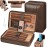 TISFA Cigar Travel Humidor for Cigars Portable Cigar Humidor with All in one Cigar Torch Lighter, Cigar Humidifier, Hygrometer, Cigar Accessories Gift Set, Cedar Wood Lined Cigar Case (Textured Brown)