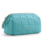 BAGSMART Makeup Bag Travel Cosmetic Bag, Puffy Padded Make Up Bags for Women Makeup Organizer Case, Wide-open Pouch Purse Travel Essentials Toiletries Accessories Brushes, Teal
