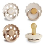 FRIGG Natural Rubber Baby Pacifier 4-Pack Snowflake Dream | Made in Denmark | BPA-Free (6-18 Months)