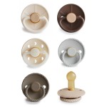 FRIGG Natural Rubber Baby Pacifier 6-Pack Earthy Wonder | Made in Denmark | BPA-Free (6-18 Months)