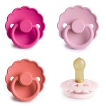 FRIGG Natural Rubber Baby Pacifier 4-Pack Rosy Romance | Made in Denmark | BPA-Free (6-18 Months)