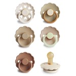 FRIGG Natural Rubber Baby Pacifier 6-Pack Cinnamon Charm | Made in Denmark | BPA-Free (0-6 Months)