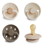 FRIGG Natural Rubber Baby Pacifier 4-Pack Crystal Sparkle | Made in Denmark | BPA-Free (0-6 Months)