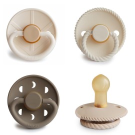 FRIGG Natural Rubber Baby Pacifier 4-Pack Crystal Sparkle | Made in Denmark | BPA-Free (0-6 Months)