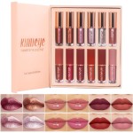 KIMIEYE 12Pcs Liquid Lipstick Makeup Set, Shades with 4Pcs Metallic Color Lipstick, 4Pcs Hydrating Lip Oil and 4Pcs Longwear Waterproof Matte Lipstick Gift Kit for Women (SET C)