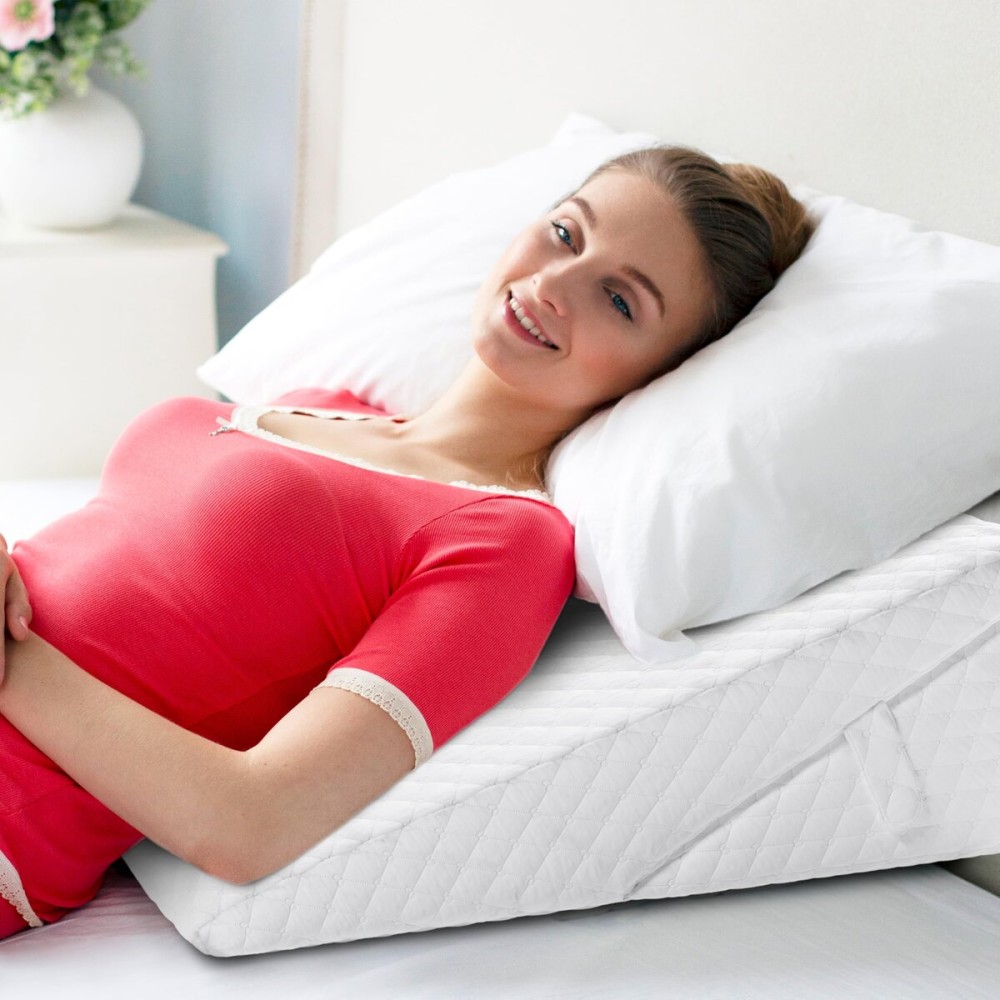 Wedge Pillow for Sleep Apnea, 7.5 Inch Adjustable Height Bed Wedge Pillow for Headboard, Gerd, Acid Reflux Relief, Snoring, and Post Surgery Recovery. Bed Pillow for Sitting Up in Bed