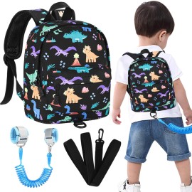 Accmor Toddler Backpack Leash, Cute Dinosaur Kids Backpack with Anti Lost Wrist Link, Mini Child Backpack Leash Baby Walking Harness for Outdoor Travel, Adorable Backpack Tether for Boys