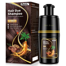 IIIMEIDU Dark Brown Hair dye Shampoo 3 in 1, Natural Hair Color Shampoo for Gray Hair, Shampoo Tinte Para el Cabello for Women and Men 100% Grey Hair Coverage, 350ml