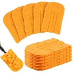 Zubebe 12 Pcs Duster Refill Reusable Fleece Duster Refills Feather Flat Dusters Multi Surface Washable Cleaning Pads Tools for Home, Blinds, Car, Pet, Furniture, Fans (Orange)