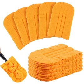 Zubebe 12 Pcs Duster Refill Reusable Fleece Duster Refills Feather Flat Dusters Multi Surface Washable Cleaning Pads Tools for Home, Blinds, Car, Pet, Furniture, Fans (Orange)