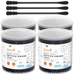 HOMEFOX Black Cotton Swabs Spiral - 800 Count Organic Cotton Buds Double Side Tightly Wrapped Charcoal Cotton Tips Paper Stick Soft Gentle Lint-Free Cruelty-Free Goth Bathroom, Round & Spiral (Black)