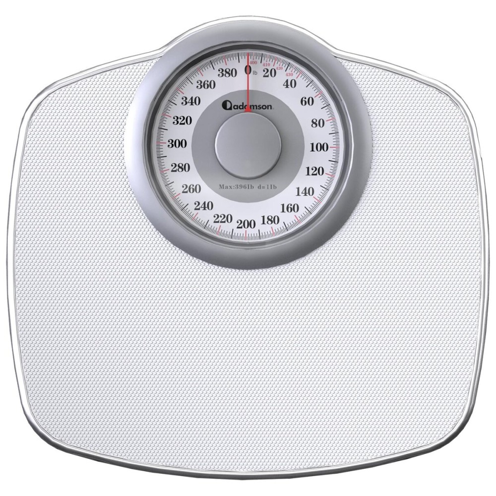 Adamson A25 Scales for Body Weight - Up to 400 LB - 5.3 Dial on 12.4 x 10.2 Platform - Anti-Skid Rubber Surface - High Precision Bathroom Scale Analog - Durable with 20-Year Assurance - Full White