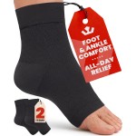 KEMFORD Ankle Compression Sleeve with Cooling Effect - 1-Pair, Plantar Fasciitis Braces - Open Toe Compression Socks for Swelling, Sprain, Neuropathy, Arch Support for Men and Women - L, Black