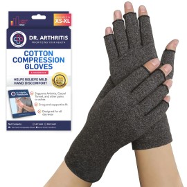 Dr. Arthritis Essentials Arthritis Gloves, Compression Gloves Ideal as Carpal Tunnel Gloves, Raynauds Gloves, Fingerless Gloves Men Women (Grey-Navy (4 Pairs), Small)