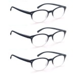 OLOMEE Black Reading Glasses Women Cute Small Round Readers +0.50 for Small Head/Petite Face,Lightweight Cheaters Reading Glasses w/Comfortable Spring Hinges 3 Pack