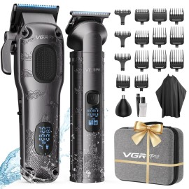 Vgrpro Hair Clippers for Men Professional, Cordless Hair Clippers for Hair Cutting, Mens Clippers and Trimmers Set, Electric Hair Trimmer for Men with Package Box (Gray)