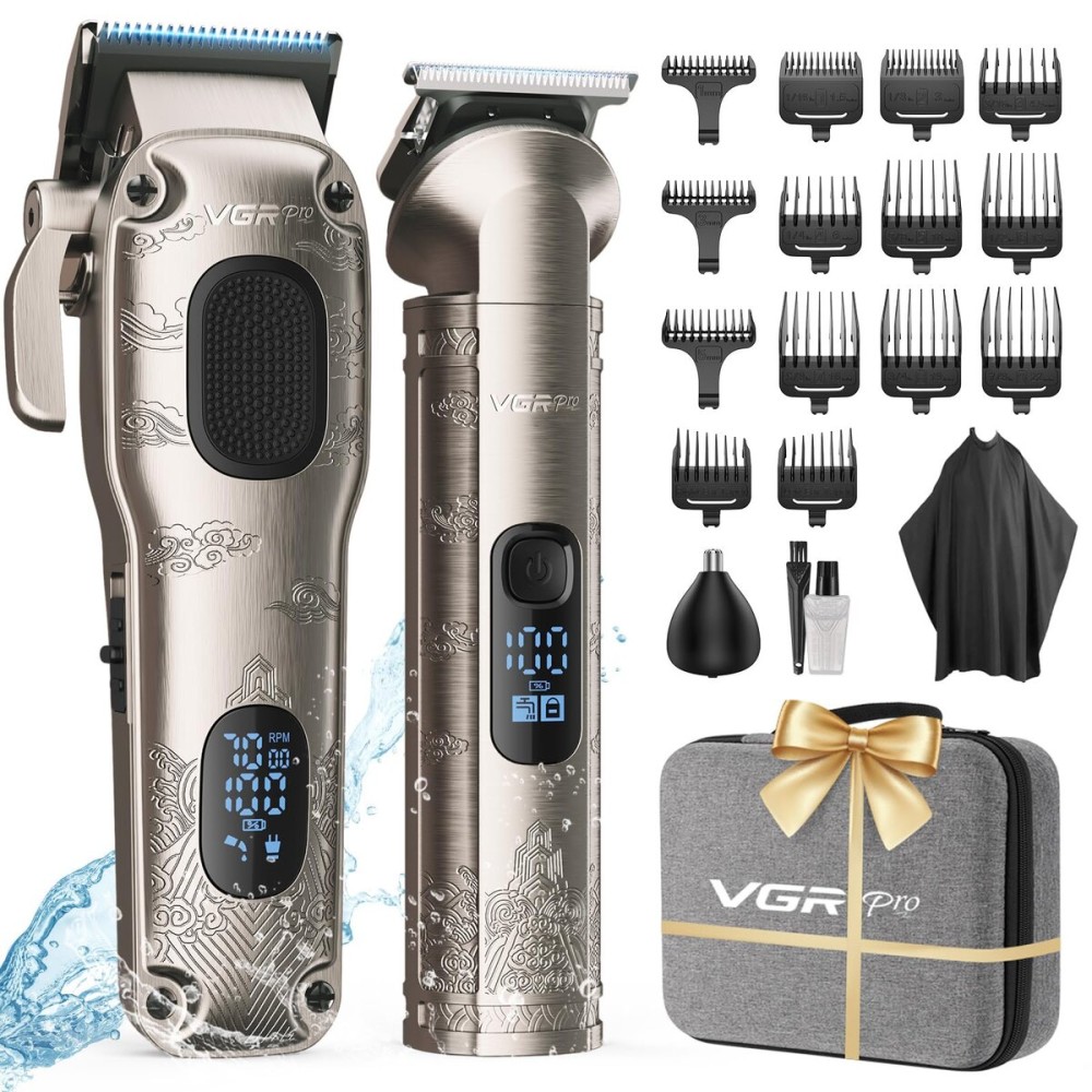 Vgrpro Hair Clippers for Men Professional, Cordless Hair Clippers for Hair Cutting, Mens Clippers and Trimmers Set, Electric Hair Trimmer for Men with Package Box (Silver)