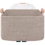 Goodpick Blanket Basket, Woven Baskets for Storage, Extra Large Storage Basket for Clothes, Toys, Dirty Clothes Basket for Laundry, Living Room, 23.6 x 15.7 x 13.8, Brown, 85L