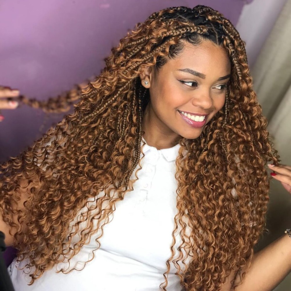 Eerya Long Curly Braiding Hair 18 Inch 2 Packs Ocean Wave Crochet Hair for Black Women Deep Wave Braiding Hair for Boho Braids (18 inch, 30)