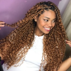 Eerya Long Curly Braiding Hair 18 Inch 2 Packs Ocean Wave Crochet Hair for Black Women Deep Wave Braiding Hair for Boho Braids (18 inch, 30)