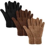 Patelai 3 Pairs Microfiber Plant Dusting Gloves Leaf Cleaning Gloves for Indoor Plants, Blinds, Furniture, House(Large,Black, Brown, Dark Brown)