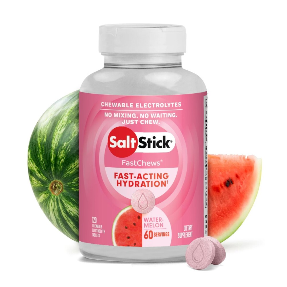 SaltStick Electrolyte FastChews - 120 Watermelon Chewable Tablets - Salt Tablets for Running and Hydration, Electrolyte Chews - 120 Count