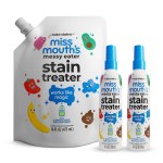 Miss Mouths Messy Eater Stain Treater Refill Ready Kit - 2 Pack Stain Remover Spray and 16oz Refill Pouch - Newborn & Baby Essentials - Food, Grease, Coffee Off Laundry, Underwear, Fabric