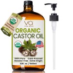 Pure Organic Castor Oil 32oz - Cold Pressed, Unrefined, USDA Organic - Glass Bottle for Hair Growth, Eyelashes, Eyebrows, Face & Castor Oil Packs