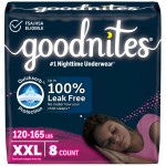 Goodnites Girls\' Nighttime Underwear, Size XXL (120-165 lbs), 8 Ct, Packaging May Vary