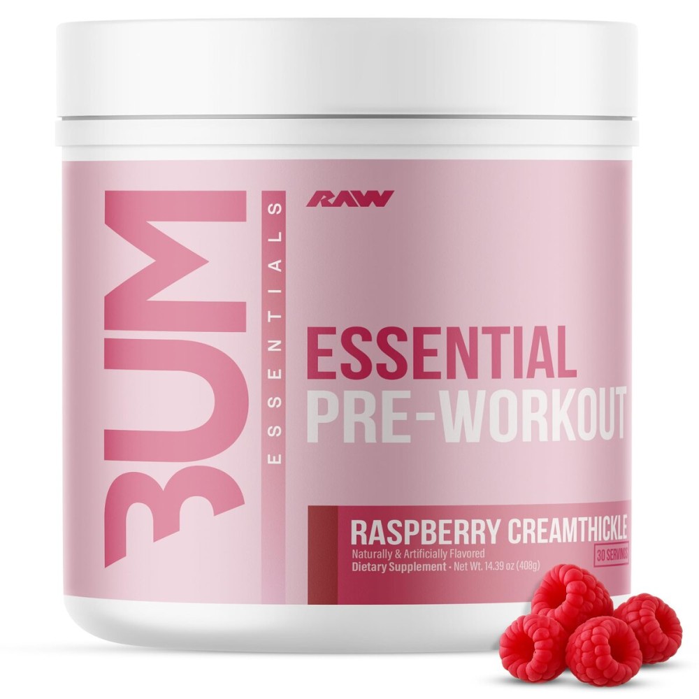 RAW Essential Pre-Workout Powder (Rathberry Creamthickle) - Chris Bumstead Sports Supplement for Men & Women - Preworkout Energy Powder with Caffeine, L-Citrulline, L-Tyrosine, & Beta Alanine Blend