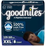Goodnites Boys\' Nighttime Underwear, Size XXL (120-165 lbs), 8 Ct, Packaging May Vary