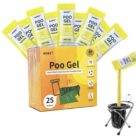 AOKE Portable Toilet Powder, 25 Pack Poo Gel Lavender scent for Camping Eco Absorbent Gel Liquid Waste Gelling and Deodorizing Powder, Emergency Toilet Waste Treatment for Outdoor Camping Hiking
