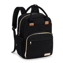 RUVALINO Diaper Bag Backpack, Multifunction Travel Pack Maternity Baby Changing Bags, Large Capacity, Waterproof, Deep Black, Polyester