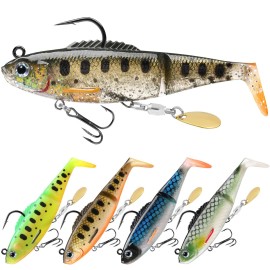 TRUSCEND Fishing Lures for Bass Trout Jighead Lures Paddle Tail Swimbaits Fishing Jigs Baits Freshwater Saltwater Jigging Bass Fishing Gear Gifts for Men