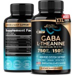 GABA L-Theanine 900 mg - Made in USA - Magnesium | Vitamin B6 - Calm, Sleep, Relaxation & Mood Support - 750 mg Gamma AminoButyric Acid, 150 mg L-Theanine - Non-Habit Forming, Vegan - 240 Capsules