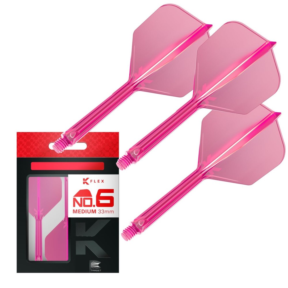 Target Darts K Flex Integrated Dart Flights and Shafts, No.6 Pink (Medium) | Pack of 3 K-Flex - No6, Kflex All in One Moulded Dart Flight & Stem | Professional Dart Accessories