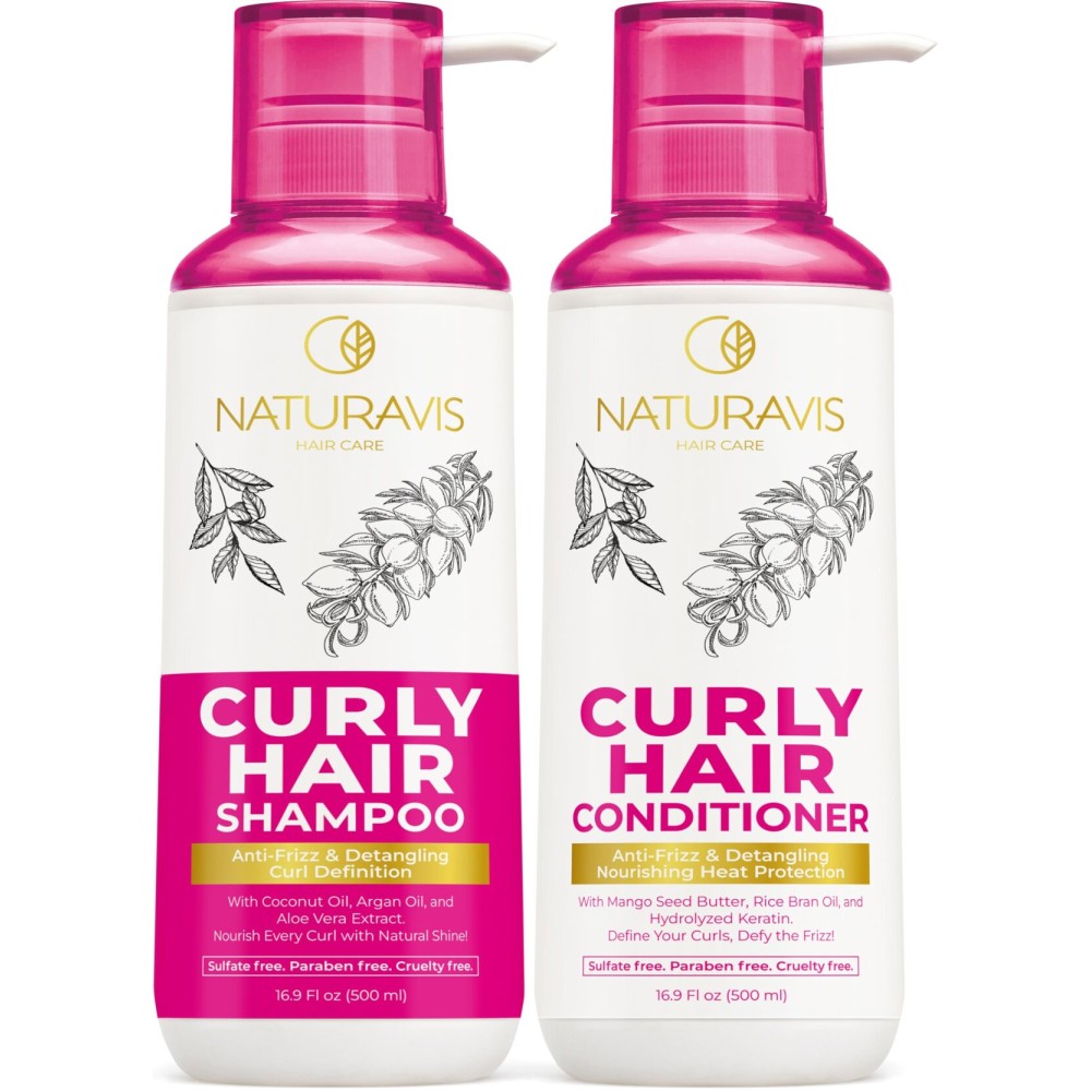 Curly Hair Shampoo and Conditioner Set - Sulfate Free for Wavy, Frizzy, Permed and Black Hair - Enhancing and Curl Defining for Women and Men - Deep Moisturizing and Hydrating Salon Grade Formula