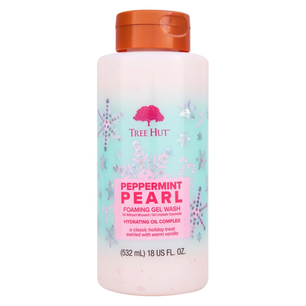 Tree Hut Peppermint Pearl Foaming Gel Wash | Cleanse & Soothe Skin Without Stripping Moisture | Made with our Hydrating Oil Complex | Limited Edition Holiday | 18 fl oz.