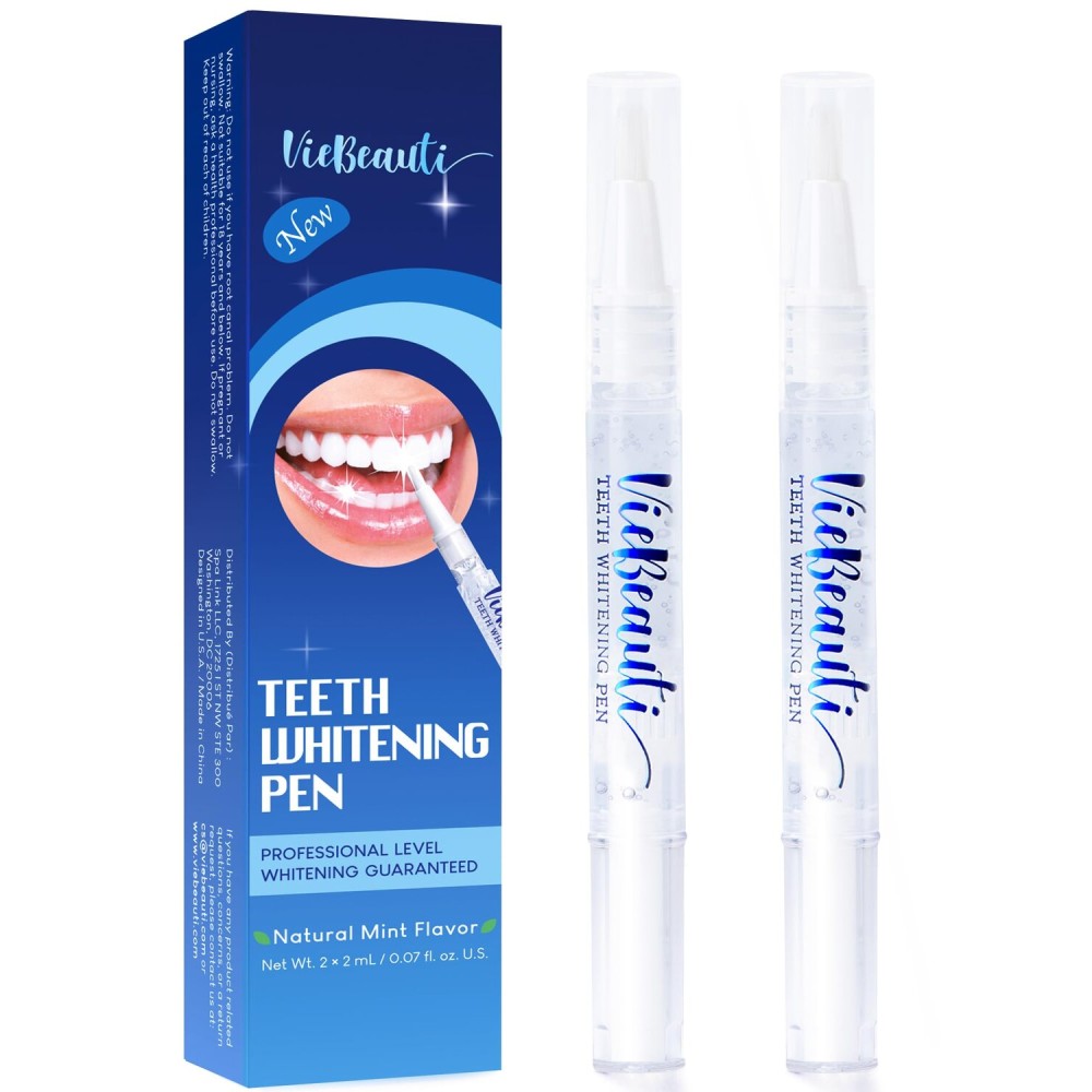 VieBeauti Teeth Whitening Pen (2 Pcs), 20+ Uses, Effective, Painless, No Sensitivity, Travel-Friendly, Easy to Use, Beautiful White Smile, Mint Flavor