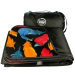 DOWN UNDER OUTDOORS Large Waterproof Windproof Extra Thick 350 GSM Quilted Fleece Stadium Blanket, Machine Washable Camping Picnic & Outdoor, Beach, Baseball,Dog, 82 x 55 (Feathers)