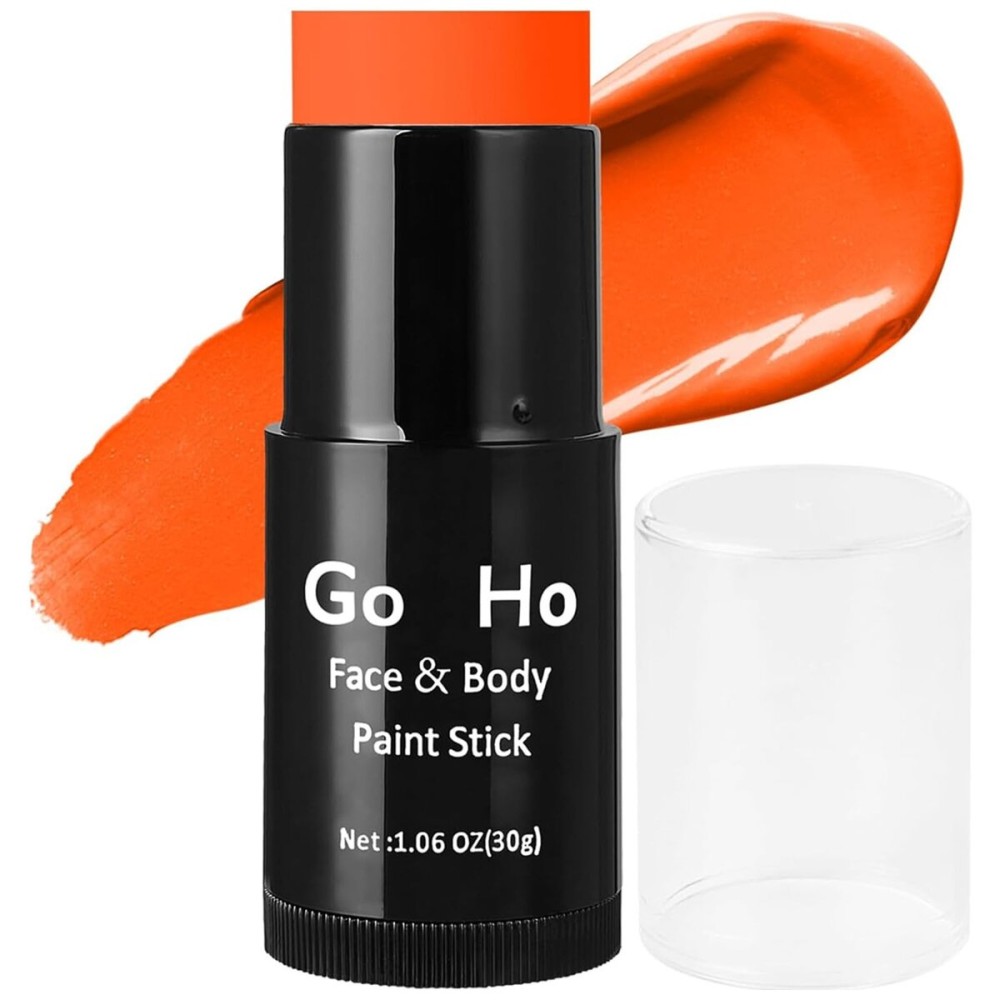 Go Ho Cream-Blendable Hermes Orange Face Paint Stick (1.06 oz),Full-coverage Hermes Orange Body Paint for Adults Children Halloween Cosplay SFX Makeup,Waterproof Eye Black Stick