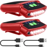 Mudder 2 Pieces LED Clip on Cap Lights USB Rechargeable Cap Flashlight Clip Waterproof Ultra Bright Hat Flashlight Headlamp for Fishing Camping Hand Work (Red)