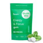Neuro Energy & Focus Gum - 40mg Natural Caffeine Gum & Nootropic Energy Supplement with L-Theanine & B Vitamins - Sugar Free, Vegan - Spearmint, 90ct