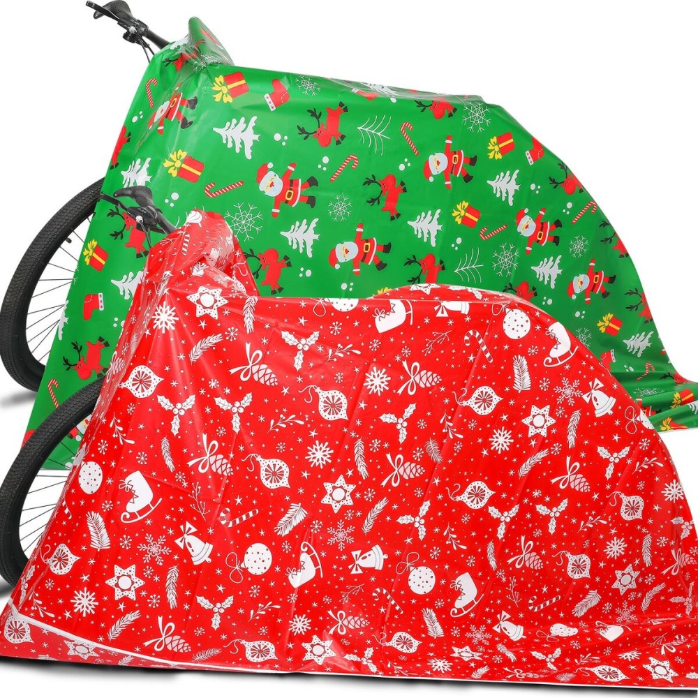 Extra Large Oversized XXL Jumbo Holiday Bike Gift Bag - 2PC 71X59 Big Giant Reusable Christmas Big Wrapping Bags for Large Gifts & Furniture