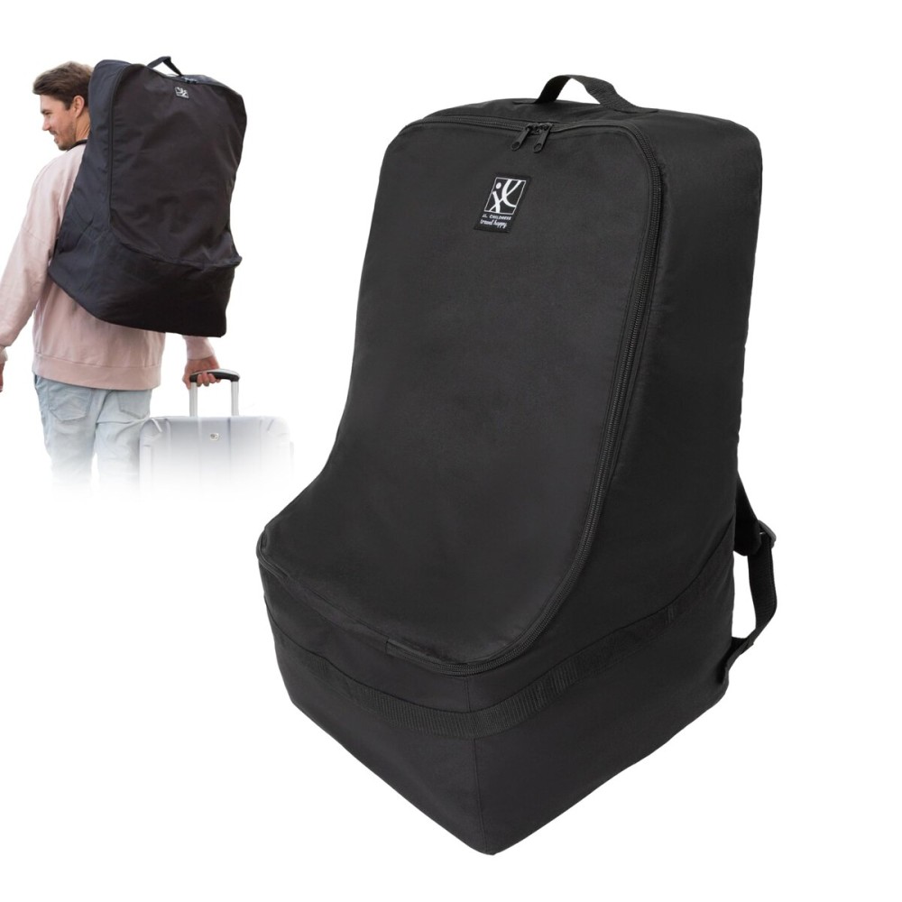 J.L. Childress Padded Backpack Car Seat Bag - Travel Bag for Airplane, Fits Most Baby & Infant Car Seats, Boosters, & Carriers, Airport Accessories for Gate Check or Baggage Check - Ultimate, Black