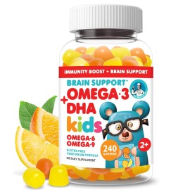 DR. MORITZ Vegan Omega 3 Gummies for Kids and Toddlers (240 Count), Kids Omega 3 Gummies for Brain & Heart Health, No Fish Oil & Gluten Free