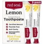 Red Seal Fluoride Free Lemon Toothpaste - Flavored Toothpaste with a Non Mint Taste - Vegan Friendly, Cruelty Free, No Artificial Colors or Flavors, NATRUE Certified Natural, SLS Free, 3.53 oz (2)