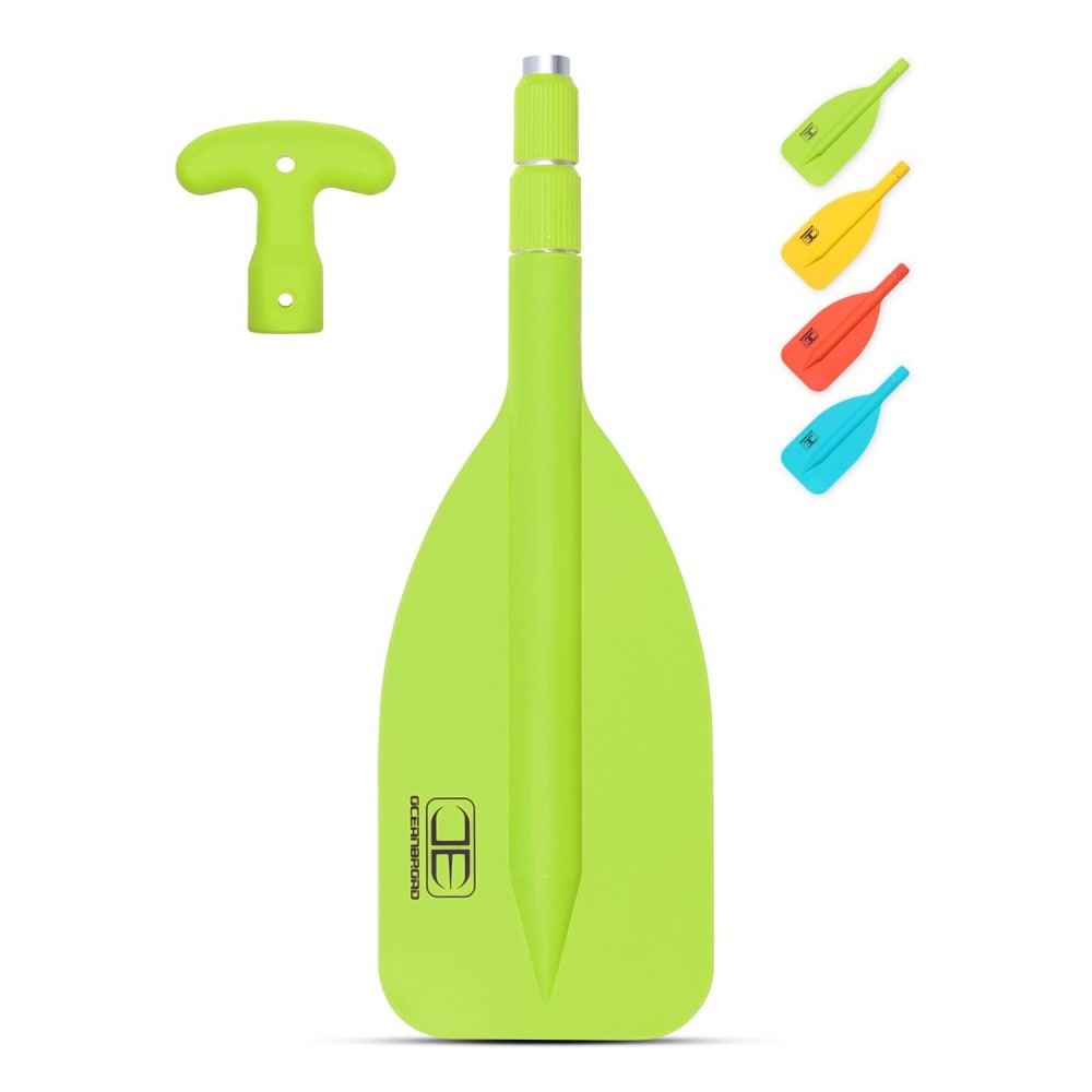 OCEANBROAD Telescoping Emergency Paddle 21\'\'-42\'\'Assembling Required Collapsible Paddles Aluminium Shaft for Kayaking Boating Canoeing River Tubing, Green, 2 Paddles